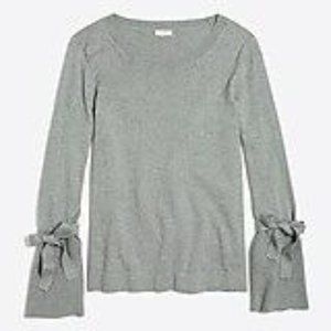 J.Crew Tie Bell Sleeve Pullover Sweater in Gray - Size Small